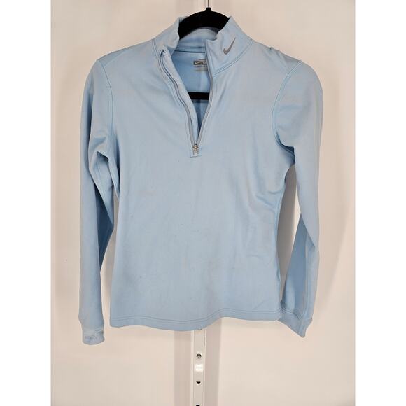 Nike Women's Blue Flt Dry Quater Zip Long Sleeve Sweatshirt Size M - Picture 1 of 4